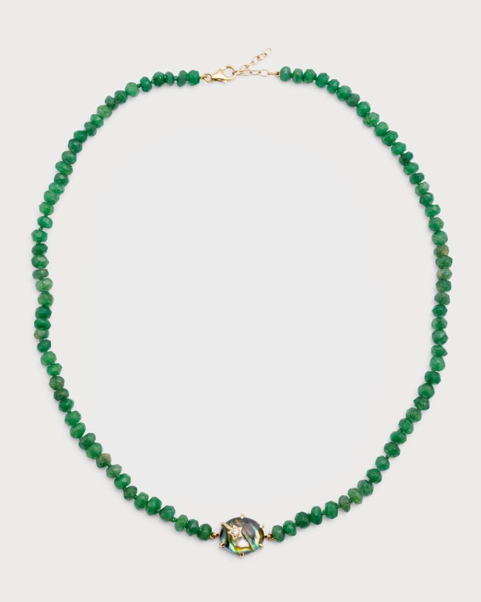 Mini Galaxy Emerald Beaded Necklace
